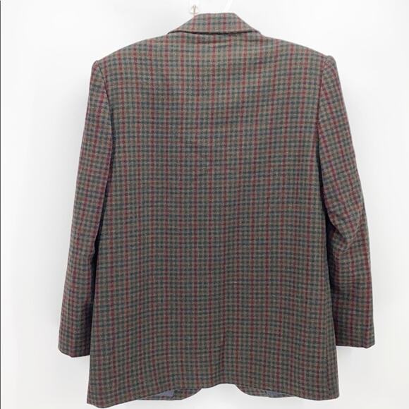 Vintage sag harbor boxy blazer wool oversized micro plaid academia size 10 - Picture 2 of 8